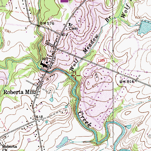 Topographic Map of Wolf Meadow Branch, NC