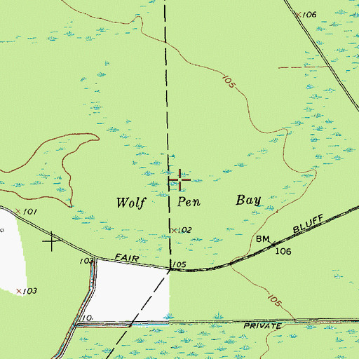 Topographic Map of Wolf Pen Bay, NC