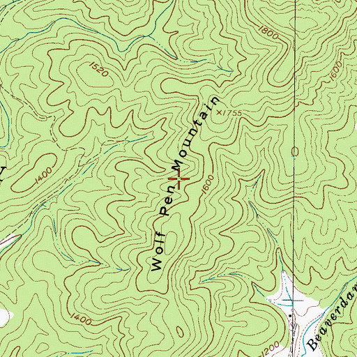 Topographic Map of Wolf Pen Mountain, NC