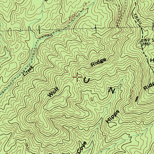 Topographic Map of Wolf Ridge, NC