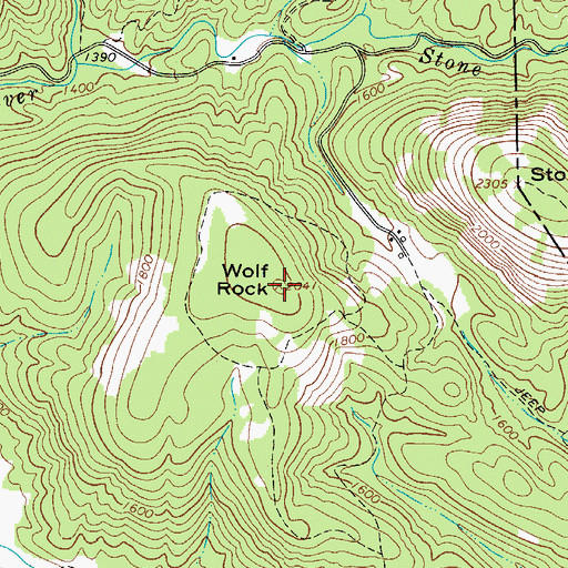 Topographic Map of Wolf Rock, NC