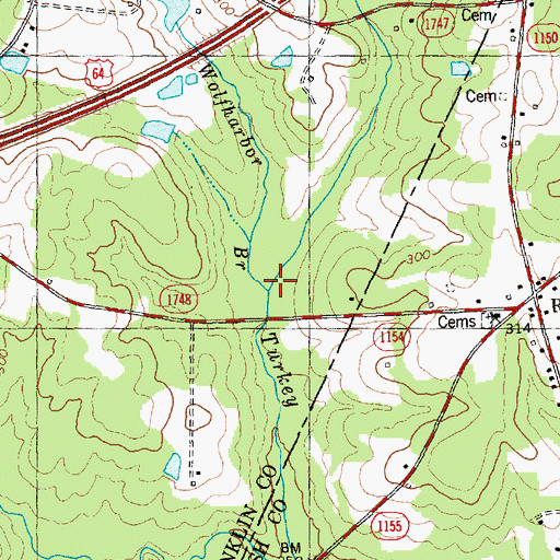 Topographic Map of Wolfharbor Branch, NC