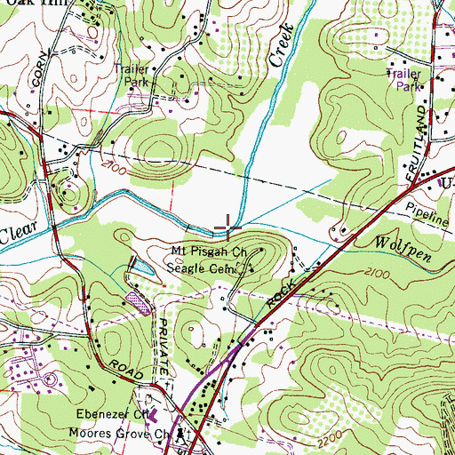 Topographic Map of Wolfpen Creek, NC