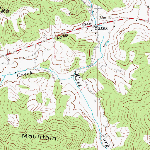 Topographic Map of Wolfpen Creek, NC