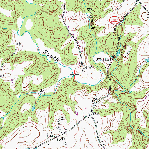 Topographic Map of Wood Branch, NC