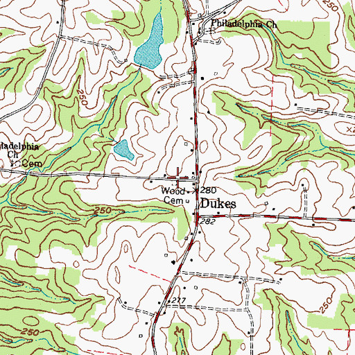 Topographic Map of Wood Cemetery, NC