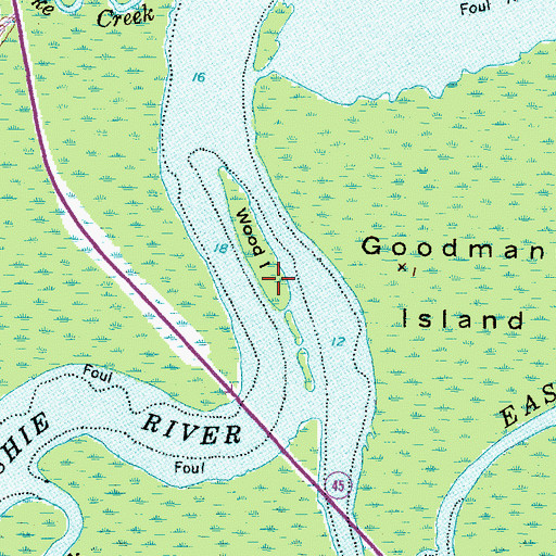 Topographic Map of Wood Island, NC