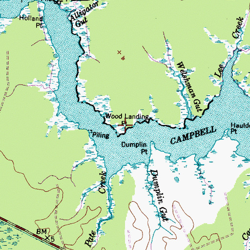 Topographic Map of Wood Landing Point, NC