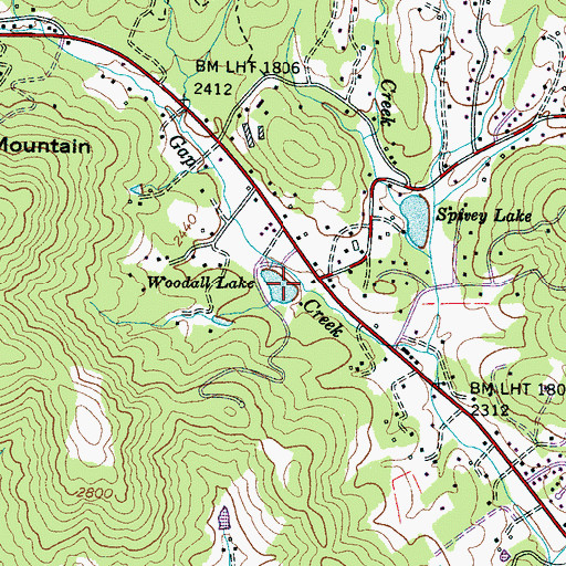 Topographic Map of Woodall Lake, NC