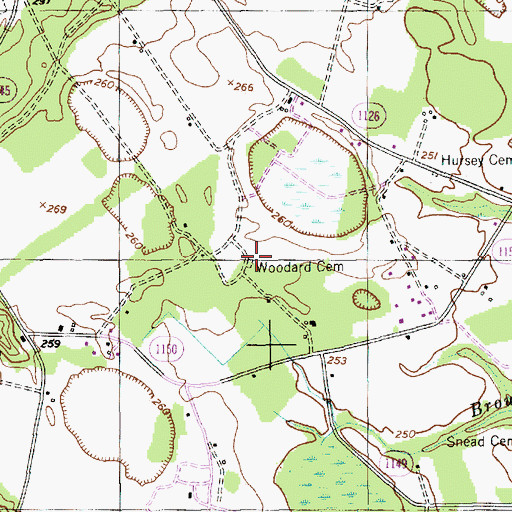 Topographic Map of Woodard Cemetery, NC