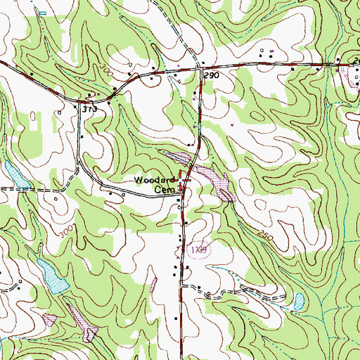 Topographic Map of Woodard Cemetery, NC