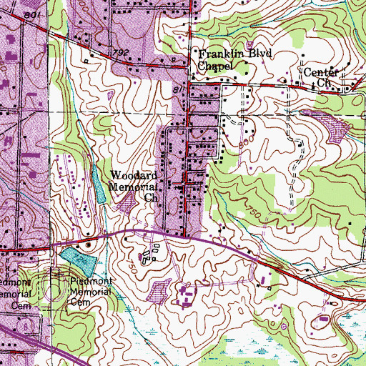 Topographic Map of Woodard Memorial Church, NC