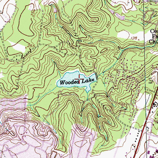 Topographic Map of Wooded Lake, NC