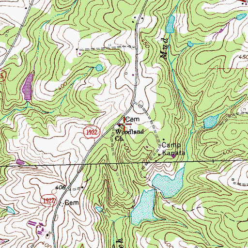 Topographic Map of Woodland Church, NC