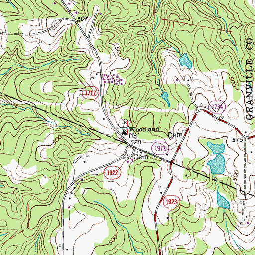Topographic Map of Woodland Church, NC