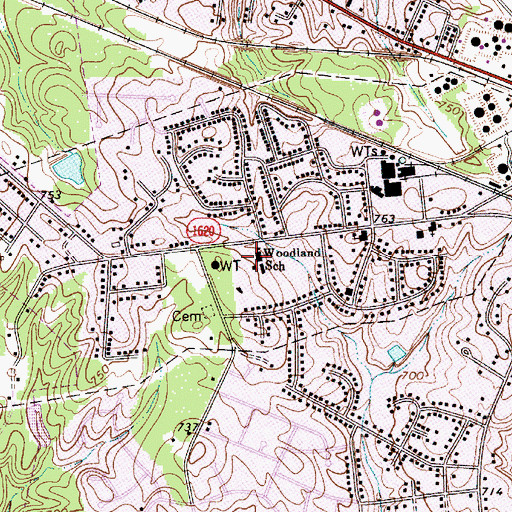 Topographic Map of Pawtuckett Elementary School, NC