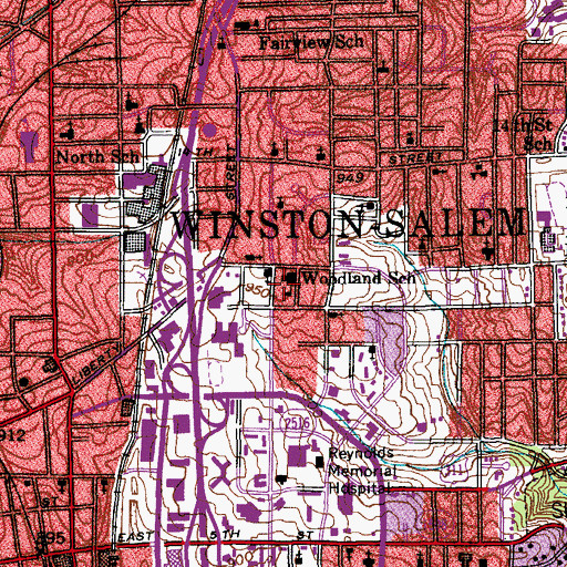 Topographic Map of Woodland School, NC