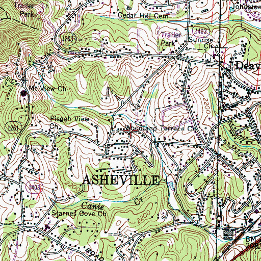 Topographic Map of Woodland Terrace Church, NC