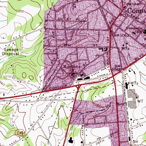 Topographic Map of Woodlawn Church, NC