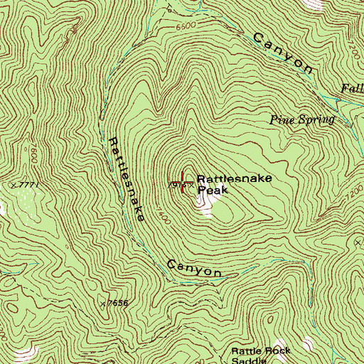 Topographic Map of Rattlesnake Peak, AZ
