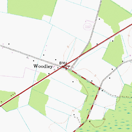Topographic Map of Woodley, NC