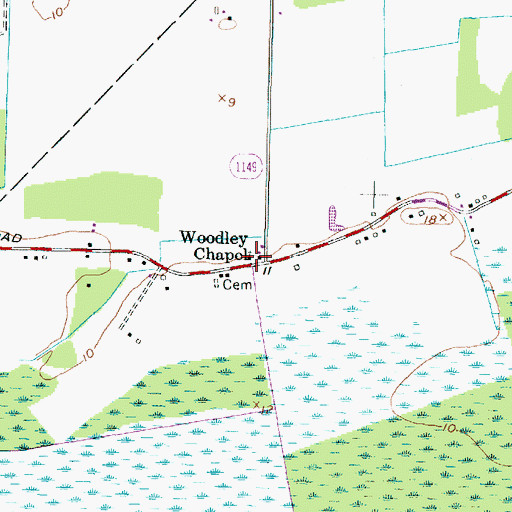 Topographic Map of Woodley Chapel, NC