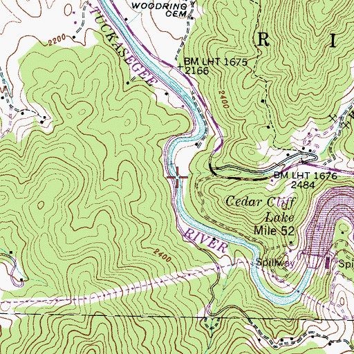 Topographic Map of Woods Branch, NC