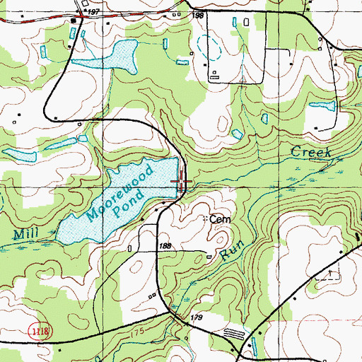 Topographic Map of Moorewood Pond, NC