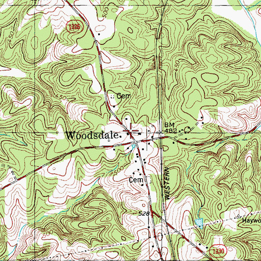 Topographic Map of Woodsdale, NC