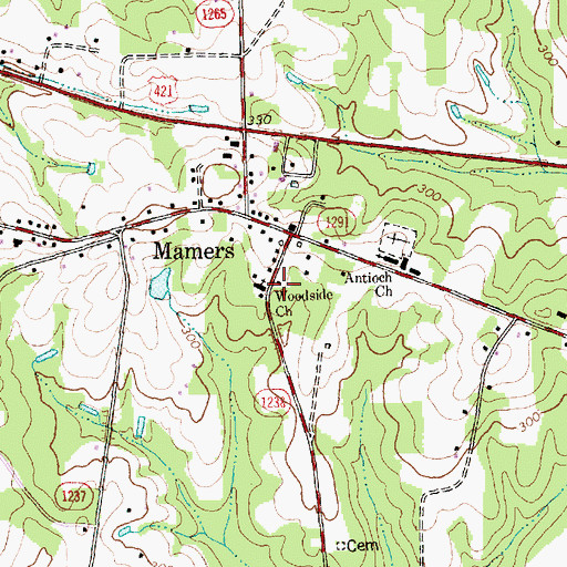 Topographic Map of Woodside Church, NC