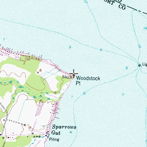 Topographic Map of Woodstock Point, NC