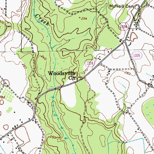Topographic Map of Woodsville Church, NC