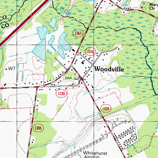 Topographic Map of Woodville, NC