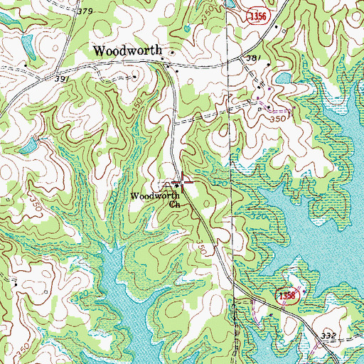 Topographic Map of Woodworth Church, NC