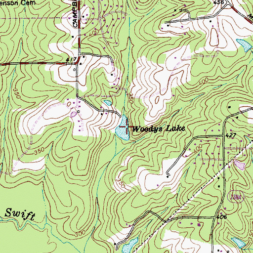 Topographic Map of Woodys Lake, NC