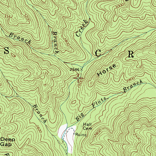 Topographic Map of Woolly Ridge Branch, NC