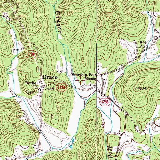 Topographic Map of Worship Point Mission, NC