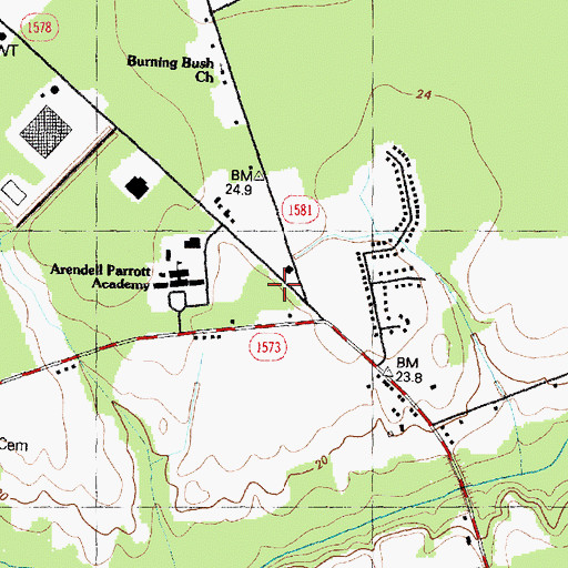 Topographic Map of Worth School, NC