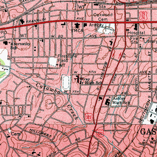 Topographic Map of Wray Junior High School, NC