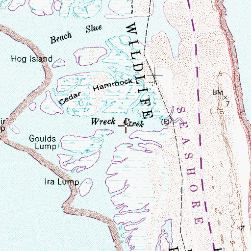 Topographic Map of Wreck Creek, NC