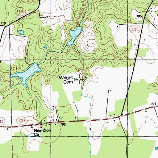 Topographic Map of Wright Cemetery, NC