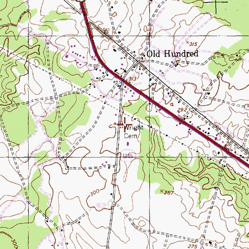 Topographic Map of Wright Cemetery, NC