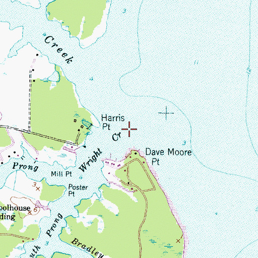 Topographic Map of Wright Creek, NC