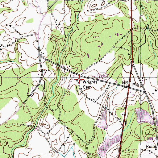 Topographic Map of Wrights Cemetery, NC