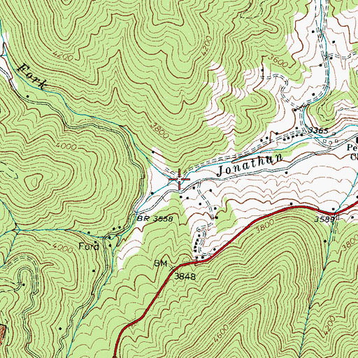 Topographic Map of Wycle Fork, NC