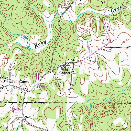 Topographic Map of Wyo Chapel, NC