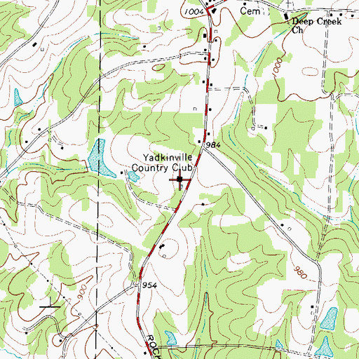 Topographic Map of Yadkinville Country Club, NC