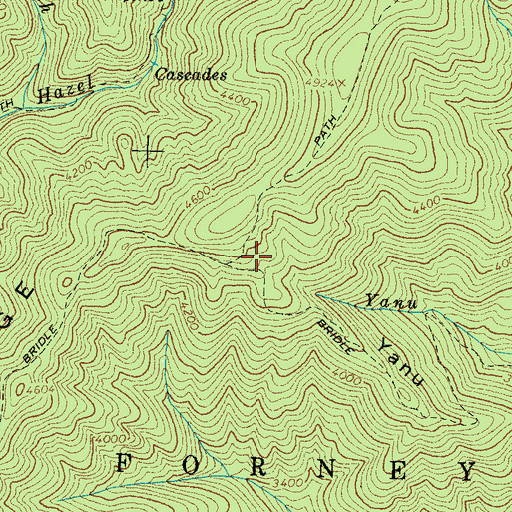 Topographic Map of Yanu Ridge, NC