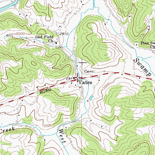 Topographic Map of Yates, NC