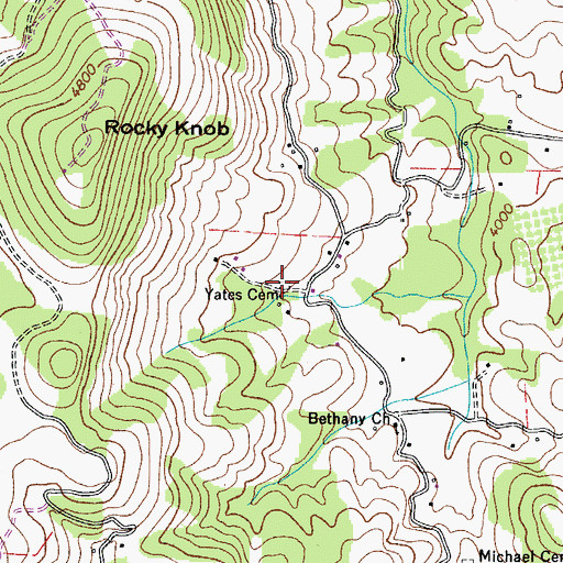 Topographic Map of Yates Cemetery, NC